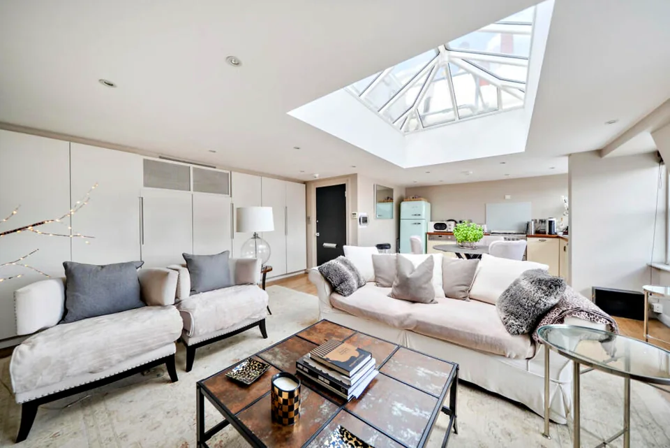 A reception room in a London flat let to guests from Hong Kong